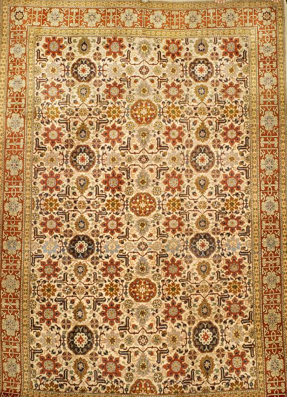 Hereke, TÜrkei, ca. 50 Jahre, Wolle auf Baumwolle, ca. 286 x 191 cm, SchÄtzwert: 2400.- EURO, EHZ: 2-3. Mit sogennaten Kaukasis chen Blattgabel ...