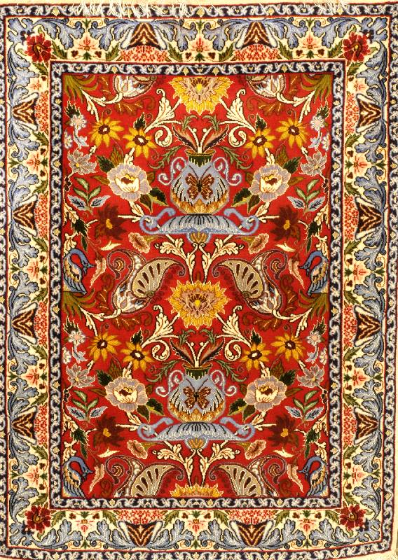 Esfahan fein, Persien, Neu, Korkwolle mit und auf Seide, ca. 95 x 71 cm, SchÄtzwert: 1150.- EURO, ca. 1,0 Mio. Kn/qm. Ausgezeichnet e ...