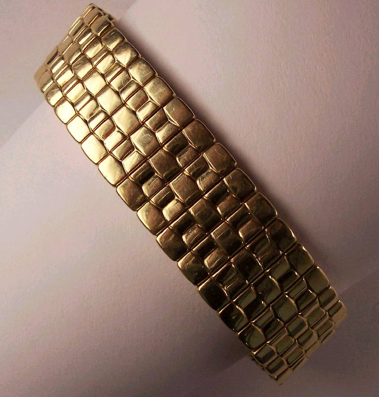 Uhrenarmband, GG 585/000, elastisch, Stegbreite 15 mm, L. variabel