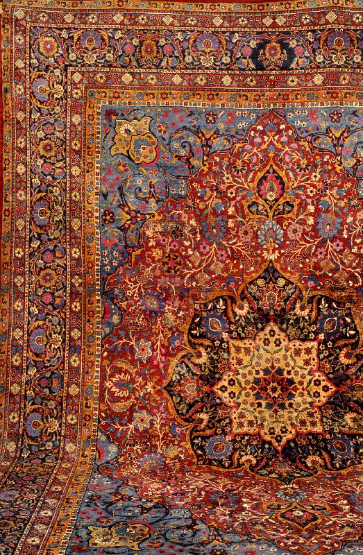 Maschad "Amoghli" fein, Zentralpersien, um 1910 antik, feine Wolle auf Baumwolle, ca. 470 x 325 cm. Feiner und edler KnÜpfteppich der be ...