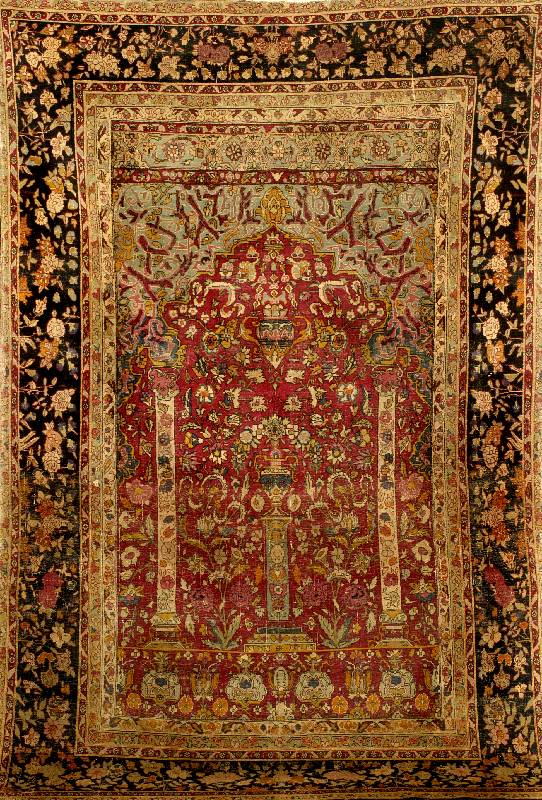 Esfahan Antik (Gebetsteppich), Zentralpersi en, um 1880/90 antik, Wolle auf Baumwolle, ca. 213 x 135 cm, altersbedingter Zustand. Unikat . SchÖne ...