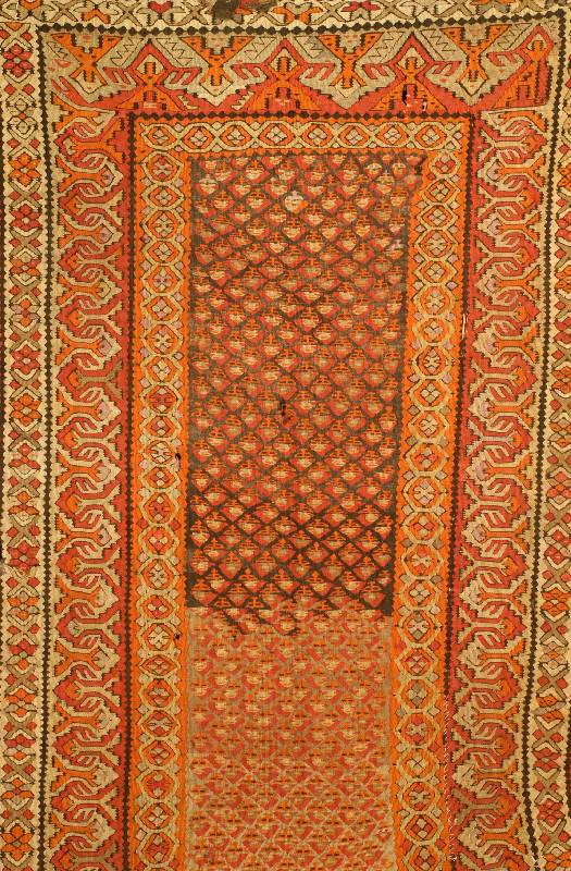 Kelim Karabagh, Kaukasus, um 1870, Wolle auf Wolle, ca. 285 x 133 cm, SchÄtzwert: 2200.- EURO, EHZ: 4-5. SchÖner Seltener Kelim in Ausd ...