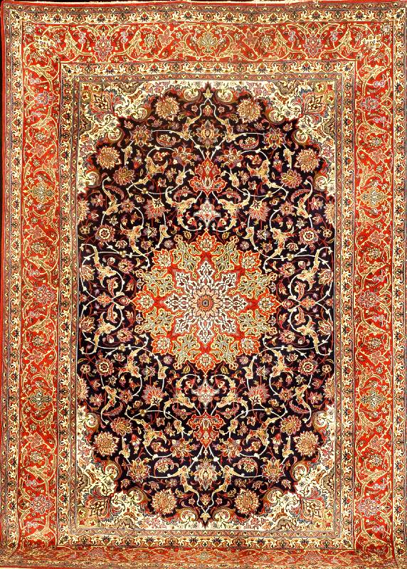 Esfahan fein, Persien, Neu, Korkwolle mit und auf Seide, ca. 297 x 204 cm, Schätzwert: 10500.- EURO, ca. 1,0 Mio. Kn/qm. Ausgezeichne te ...
