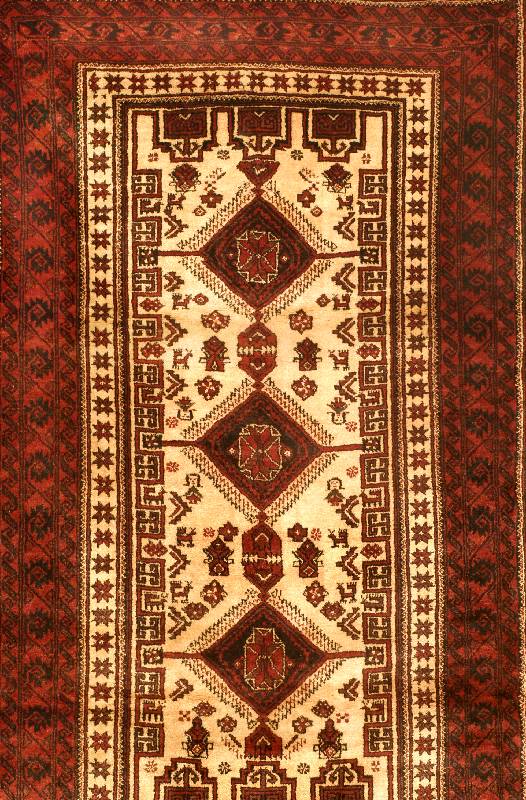 Belutsch Alt, Persien, ca. 40 Jahre, Wolle auf Baumwolle, ca. 195 x 112 cm, Schätzwert: 690.- EURO, EHZ: 2. Sehr guter Erhaltungszusta nd.