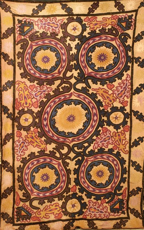 Susani Uzbekestan, Rußland, um 1900, ca. 200 x 127 cm, SchÄtzwert: 1800.- EURO, EHZ: 3. Seltene Farbstellung. Antik.