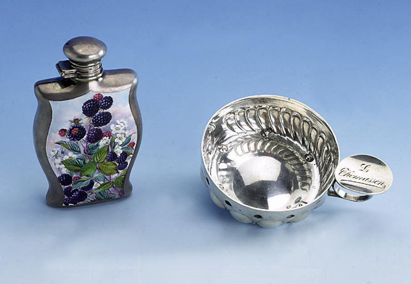 Branntweinschale, Frankreich 1890, 950er Silber, Meistermarke Boulenger, Bes.-Monogr., zeittyp., sammelwÜrdig, schÖne, schwere QualitÄt