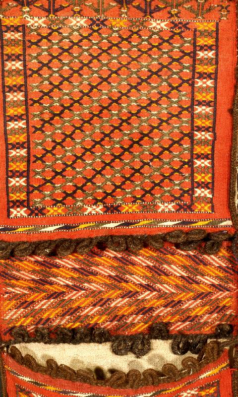 Tekke-Satteltasche,Turkestan Kelim-Zili Techni k.um 1900.Wolle auf Wolle.ca 104 x 47 cm.Ehz 2 SchÄtzewert 1200.- Euro.