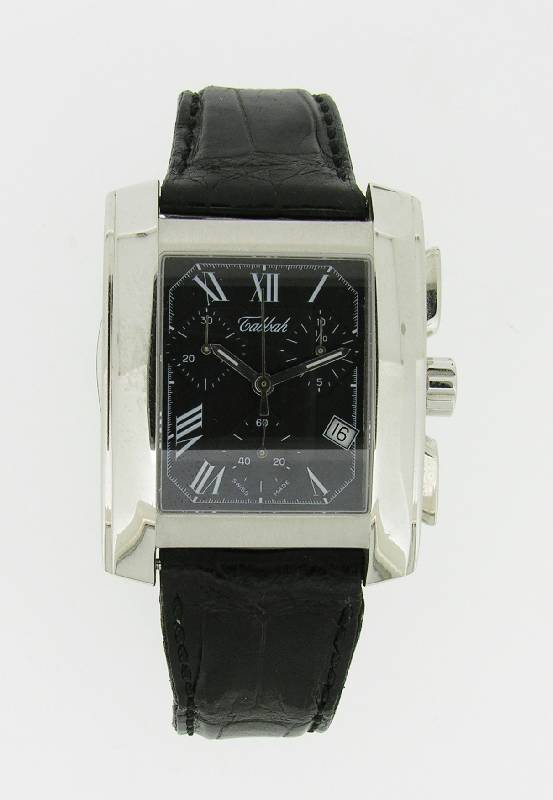 TABBAH Herrenarmbanduhr, Geh. WG 750/000 incl. Lederbd. m. Dornschl., High-Tech -Quartzw., Chronograph m. 30-Min. u. 12-Std. Stoppz., ...