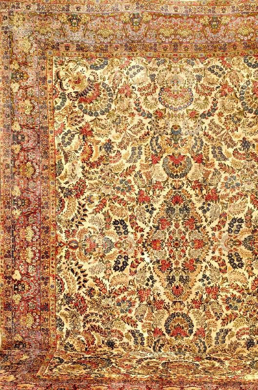 Kerman Lawar (Us Re-Import), SÜdpersien, um 1920 alt, feine hochwertige Wolle auf Baumwol le, ca. 366 x 270 cm, SchÄtzwert: 10500,- EURO , Ehz: ...
