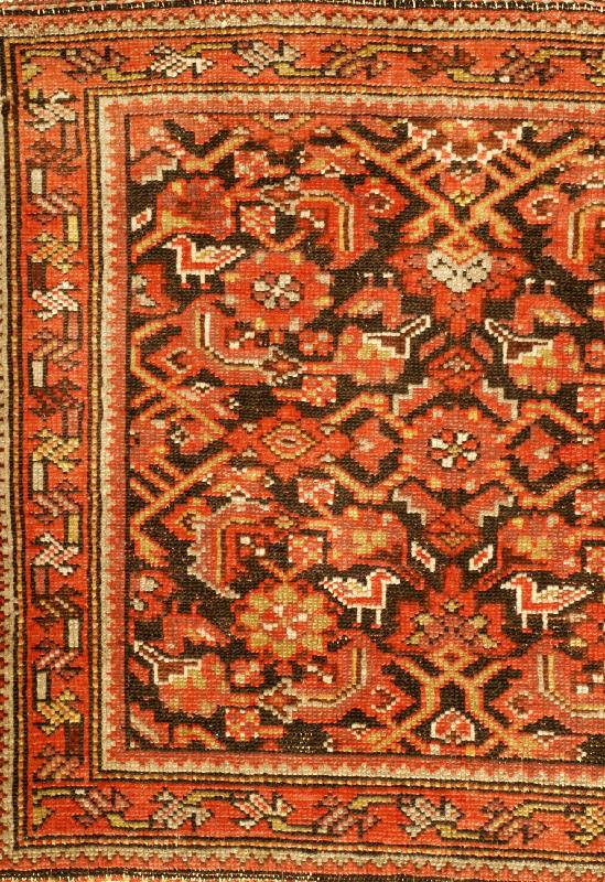 Malayer Taschenfront, Persien, um 1900 antik, Wolle auf Baumwolle, ca. 67 x 60 cm, SchÄtzwert: 980.- EURO, EHZ: 3-4. Selten.