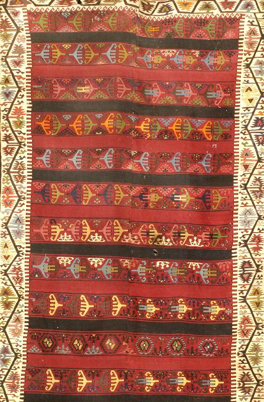Shirwan Kelim, Russland, um 1920, Wolle auf Wolle, ca. 450 x 170 cm, SchÄtzwert: 2500.- EURO, EHZ: 5-6, Selten und SammelwÜrdig.
