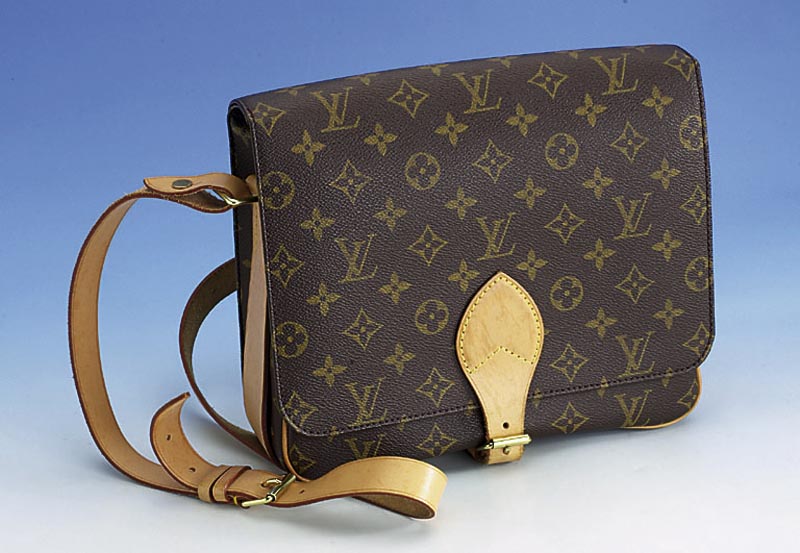 UmhÄngetasche LOUIS-VUITTON, "Cartouchiere", braunes Monogramm-Canvas mit Ledertrageriemen und -verschluß, 2-fach unterteilt, ...