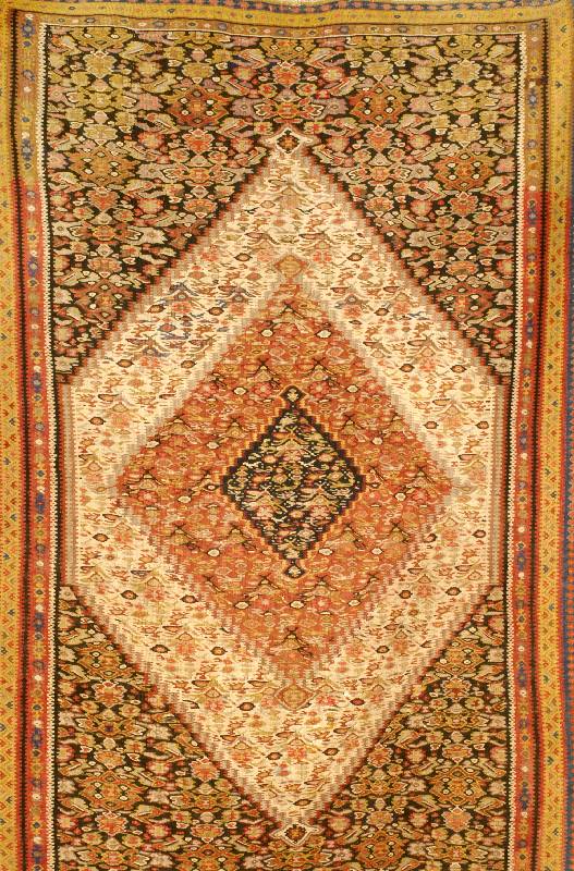 Senneh Kelim, Nordwestpersien, um 1920/30 a lt, Wolle auf Baumwolle, ca. 196 x 128 cm, Sch Ätzwert: 2500.- EURO, EHZ: 2-3, Naturfarben. S chÖn ...