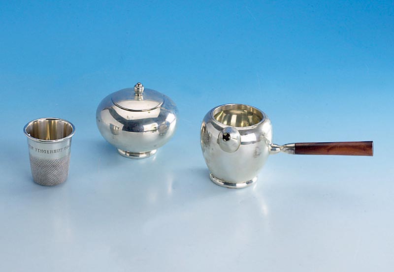 Zuckerdose mit Deckel und Teegießer, 925er Silber, Mexiko 60er Jahre, total ca. 400 g