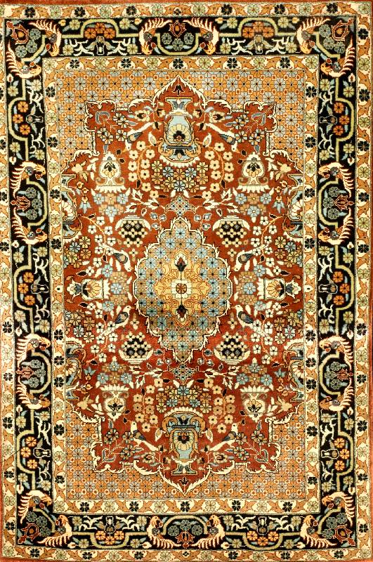 TÄbriz Seide, China, ca. 20 Jahre, reine Naturseide, ca. 93 x 62 cm, SchÄtzwert: 650.- EURO, ca. 1,0 Mio. Kn/qm, EHZ: 2, feine KnÜpfq ualitÄt.