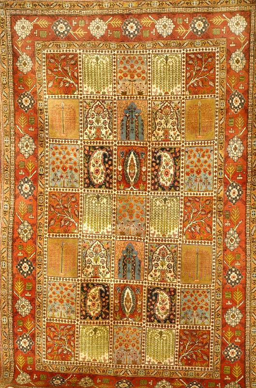 Ghom Kork, Persien, ca. 50 Jahre, Korkwolle, ca. 216 x 135 cm, SchÄtzwert: 1800.- EURO, EHZ: 2-3. SchÖne freundliche Farb stellung, feine ...