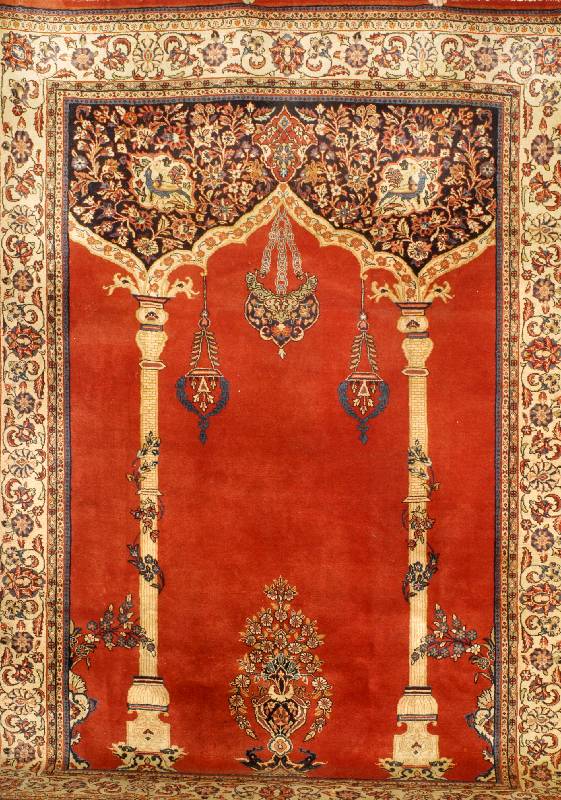 Sarogh, Persien, um 1950, Wolle auf Baumwolle, ca. 304 x 213 cm, SchÄtzwert: 2600.- EURO, EHZ: 3. Sehr Seltenes Motiv in sc hÖner Farbgestalt.