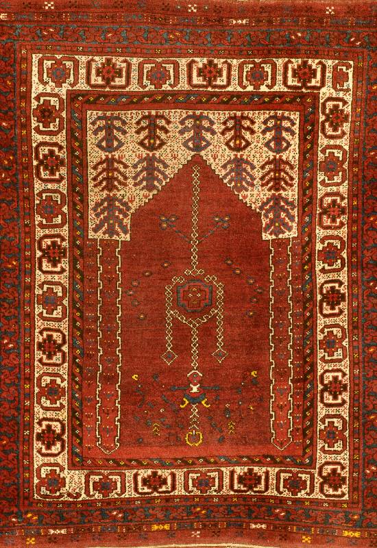Ersari Gebetsbrücke, um 1940, Wolle auf Wolle, ca. 124 x 98 cm, Schätzwert: 1200.- EURO, EHZ: 3. Selten.
