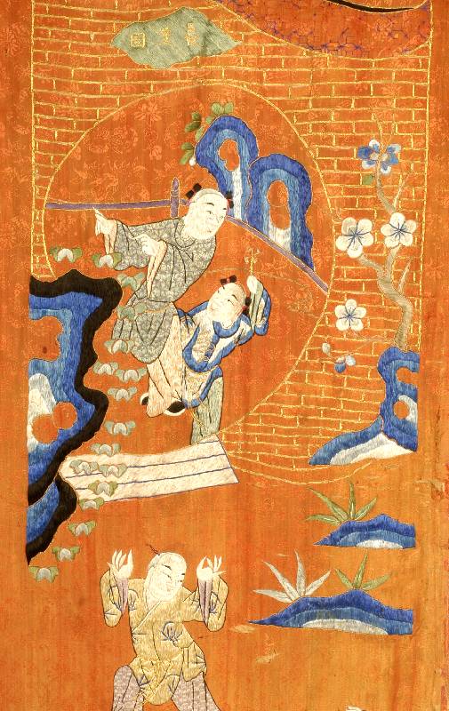 Textil, China, um 1840, reine Naturseide, ca. 218 x 48 cm, SchÄtzwert: 2400.- EURO, EHZ: