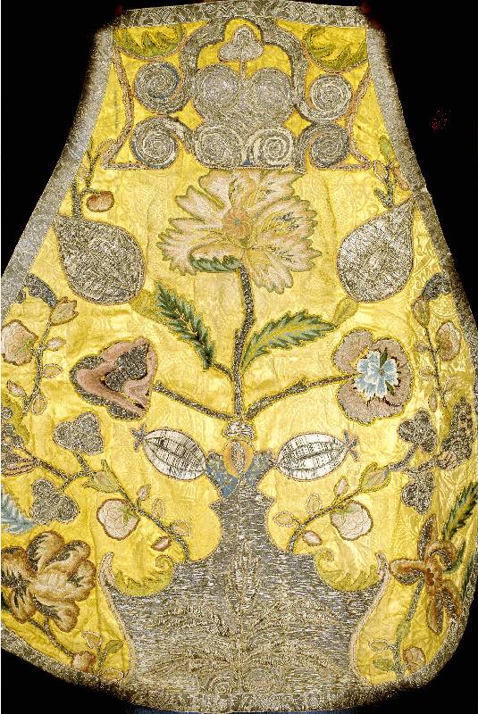Textil, Spanien, um 1800, metall und seidenbroschiert, ca. 78 x 66 cm, SchÄtzwert: 2800.- EURO, EHZ: 2-3. Antik, Selten