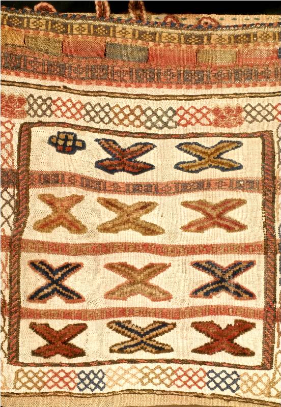 Gaschgai, Persien, um 1900, Wolle auf Wolle, ca. 55 x 50 cm, SchÄtzwert: 990.- EURO, EHZ: 2, Seltene weißgrundige Tasche.