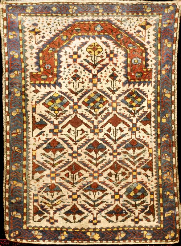 Weißgrundiger Daghestan (Gebetsteppich), S Üdrußland Ostkaukasus, 19. Jahrhundert antik, Wolle auf Wolle, ca. 100 x 72 cm (sehr seltene s Maß), ...