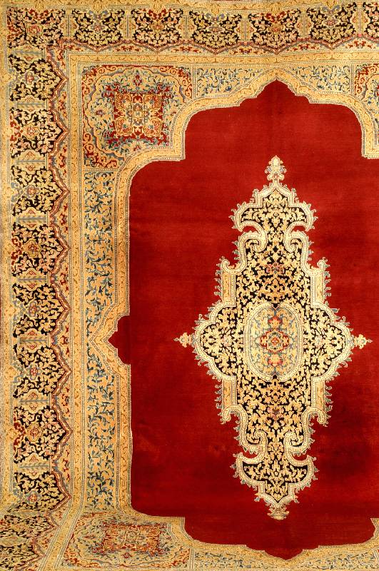 Kerman, Persien, Alt, Wolle auf Baumwolle, ca. 390 x 290 cm, SchÄtzwert: 3200.- EURO, Ehz : 3, guter Erhaltungszustand. SchÖner Roter To n im ...