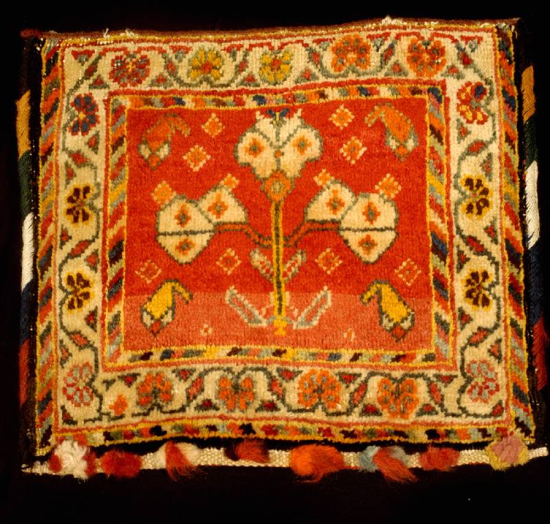 Tasche Kaschkuli, Persien, um 1930, Wolle auf Wolle, ca. 30 x 26 cm, Schätzwert: 1100,- EURO, EHZ: 3 (altersbedingt gesamt in einen or dentlichen ...