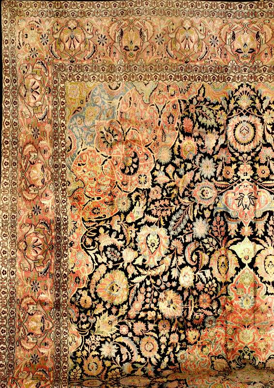 Kaschmir Seide Alt (Palastteppich), Indien, um 1950, feine glanzreiche reine Naturseide, ca. 564 x 375 cm (sehr seltenes Übermaß Format ), ...