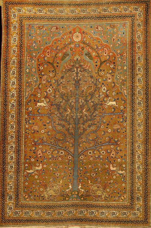 Teheran Antik, Zentralpersien, Naturfarben, um 1890/1900, feine Hochwertige Korkwolle gek n?pft auf Baumwolle, ca. 215 x 142 cm, sehr fe ine ...