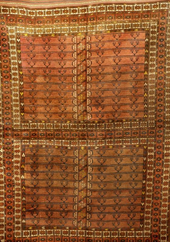 Engsi, Turkmenistan, um 1910, Wolle auf Wolle, ca. 182 x 130 cm, Schätzwert: 1800.- EURO, EHZ: 3-4, Pflanzenfarben, Selten.