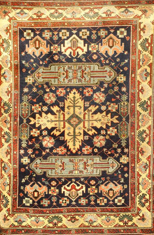 Shirwan, Kaukasus, um 1920, Wolle auf Wolle, ca. 162 x 120 cm, Schätzwert: 1200.- EURO, EHZ: 4, Dunkelblauer Grund.