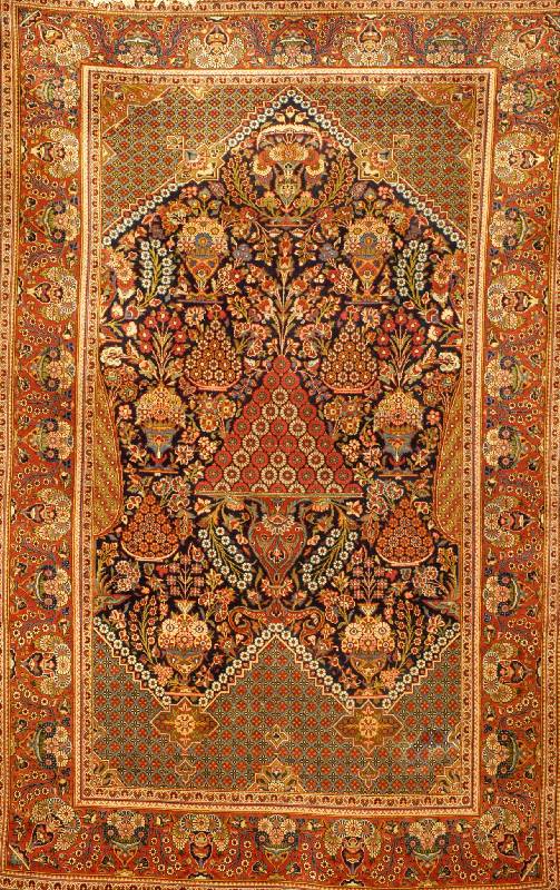 Keschan Kork Alt, Zentralpersien, um 1910 a lt, feine hochwertige Korkwolle auf Baumwolle, ca. 206 x 134 cm, Ehz: 2 (hervorragender Erha ...