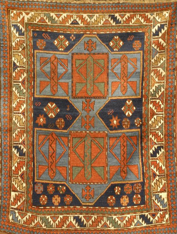 Fachralo Kazak Antik, Kaukasus, um 1900, Wolle auf Wolle, ca. 147 x 115 cm, SchÄtzwert: 7500.- EURO, EHZ: 3-4, reine Pflanzenfarben, s ehr selten, ...