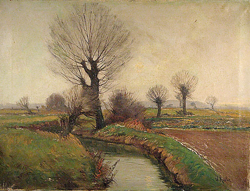 Reuter, Wilhelm, 1874-1958, DÜsseldorfer Landschaftsmaler, baumbestandene Heidelandschaft, Öl/Lwd, re.u. sign., min. Lwdschaden, Lwd rest., ca. ...
