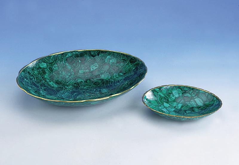 Schale aus Malachit, Handarbeit, schÖne Maserung, ca. 20.7 x 16.2 x 3 cm