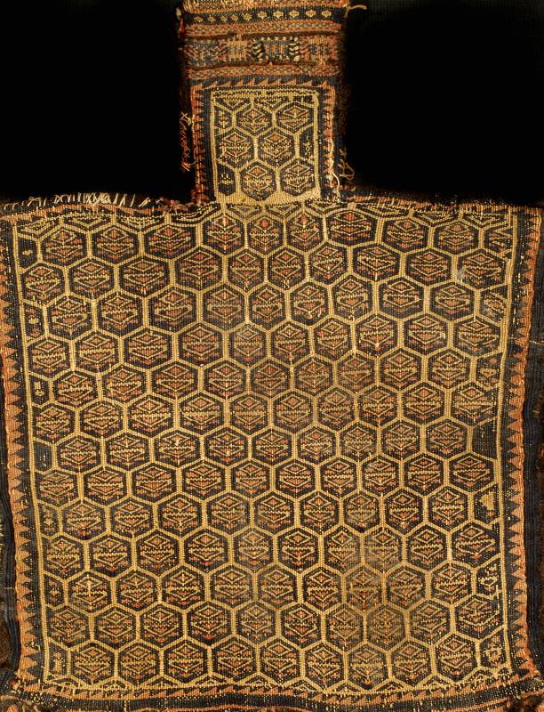 Salztasche Shahedan, Persien, um 1900 antik, Wolle auf Wolle, ca. 50 x 53 cm, SchÄtzwert: 980.- EURO, EHZ: 4. Selten und Sam melwÜrdig.