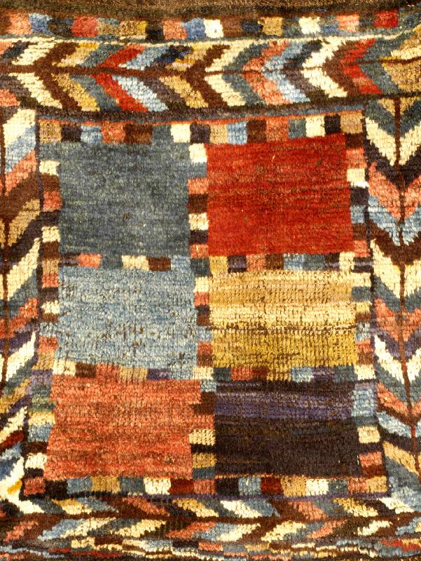 Taschenfront Gabbeh Antik, Persien, um 1890, Wolle auf Wolle, ca. 60 x 55 cm, SchÄtzwert: 1900.- EURO, EHZ: 3, Sehr Selten, Museal. Seltenheit ...