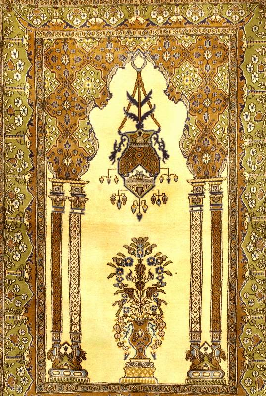 Ghom, Persien, ca. 40 Jahre, Wolle auf Baumwolle, ca. 156 x 101 cm, SchÄtzwert: 1800.- EURO, EHZ: 2-3. Paradiestor Motiv.