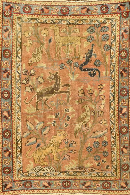 Täbriz alt, Persien, um 1940, Wolle auf Baumwolle, ca. 115 x 83 cm, Schätzwert: 950.- EURO, EHZ: 4, seltene Farbgestalt.