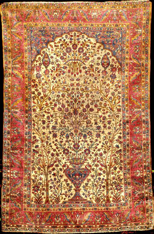 Seiden Keschan Antik, Zentralpersien, 19. Jahrhundert antik, reine Naturseide, ca. 189 x 130 cm, EHZ: 4, reine Pflanzenfarben, feine Kn ?pfung. ...