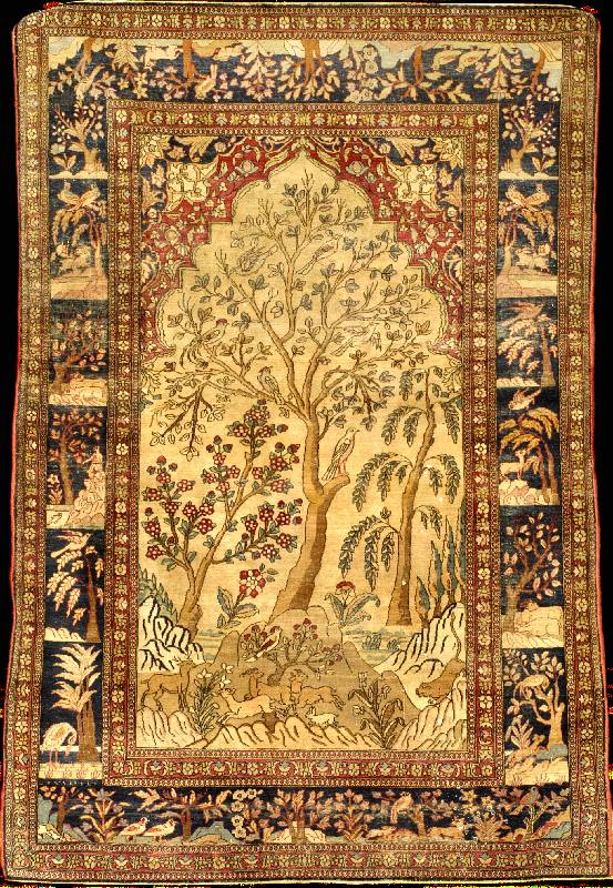 Esfahan Antik, Zentralpersien, um 1900, Wol le auf Baumwolle, ca. 198 x 135 cm, Schätzwert : 6800.- EURO, EHZ: 3-4, reine Pflanzenfarben, feine ...