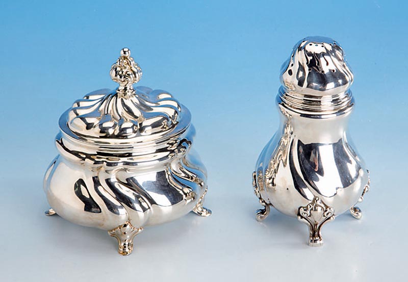 Zuckerstreuer, Gebr. Deyhle, SchwÄbisch-GmÜnd, 830er Silber, um 1955, ca. 230g, Barock- stil, H ca. 15 cm