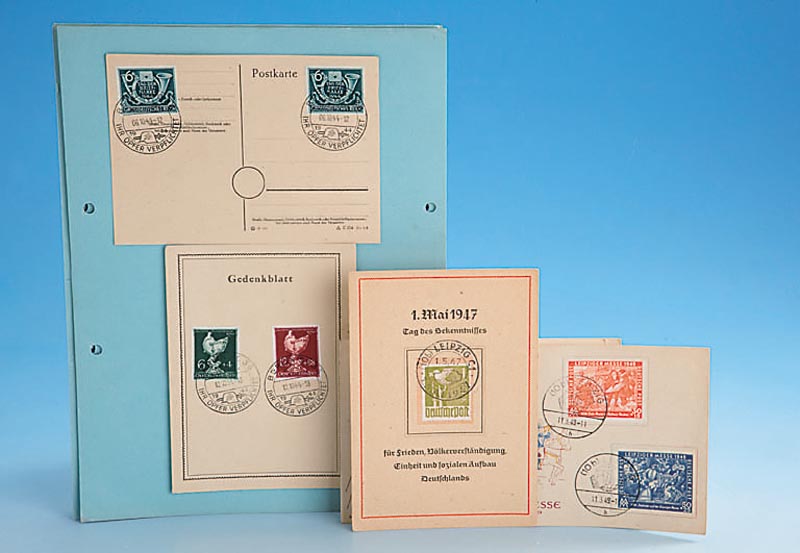 Kleine Briefmarkensammlung Sowj. Besatzungs- zone, Litauen-Besatzung, Generalgouverne- ment mit Sonderstempeln, frÜhes Rußland, 3. Reich ...