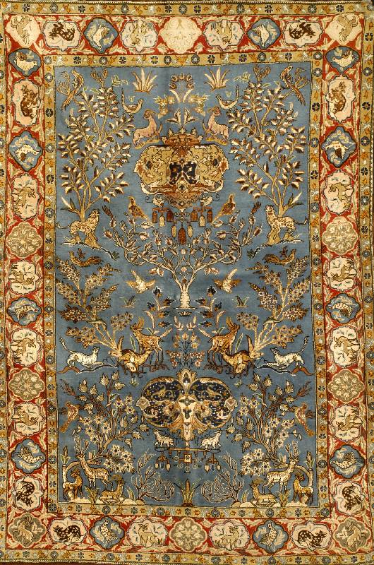 Ghom fein alt, Persien, um 1940, Korkwolle mit Seide, ca. 200 x 140 cm, Schätzwert: 3400.- EURO, EHZ: 2 (altersbedingt sehr guter Zustand), feine ...