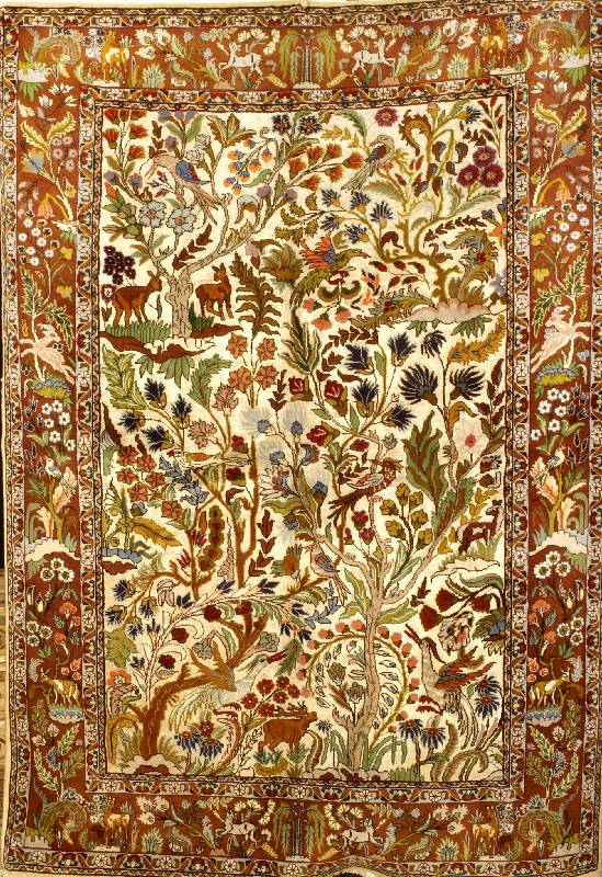 Täbriz (mit 70% Seide), Persien, ca. 30 Jahre, Seide mit Wolle, ca. 196 x 139 cm, Schätzwert: 4400.- EURO, EHZ: 2, sehr guter Er haltungszustand, ...