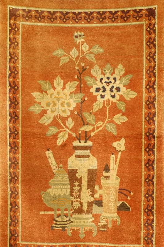 Seltener Pou Tou Antik, China, um 1900, Wolle auf Baumwolle, ca. 162 x 102 cm, SchÄtzwert: 4900.- EURO, EHZ: 2-3, insgesamt i n einen guten ...