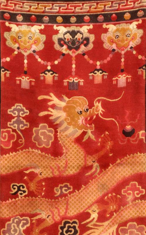 SÄulenteppich Ning Hsia Antik, China, um 1910, Wolle auf Baumwolle, ca. 185 x 82 cm, SchÄtzwert: 3900.- EURO, EHZ: 3, feine hochwer tige ...