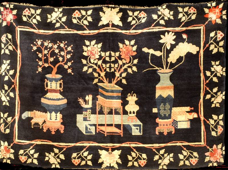 Seltener Pou Tou Antik, China, um 1900, Wolle auf Baumwolle, ca. 233 x 160 cm, SchÄtzwert: 7900.- EURO, EHZ: 2 (altersbedingt in einen sehr ...