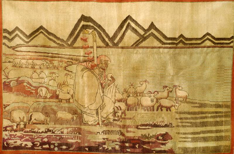 Sinkiang alt, Ost Turkestan, um 1920, Wolle auf Baumwolle, ca. 273 x 180 cm, SchÄtzwert: 7500.- EURO, EHZ: 2-3 (altersbedingt in einen guten ...